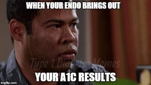A man is sweating while looking at his a1c results.