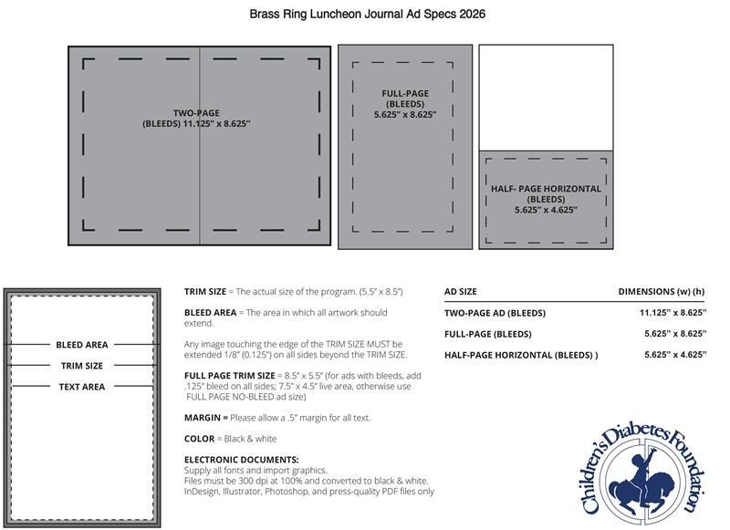 Program specs for the Brass Ring Luncheon and Fashion Show.