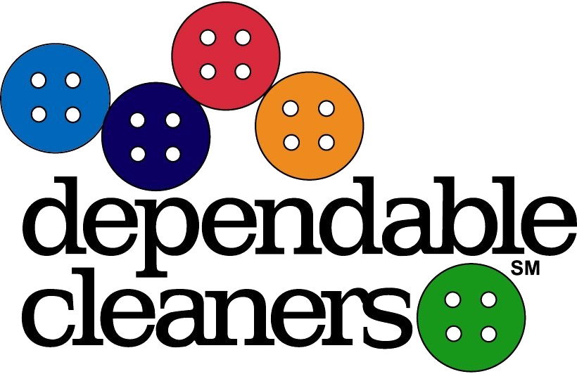 dependable cleaners logo with multi-colored buttons
