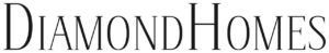 A black and white logo for diamond homes on a white background.