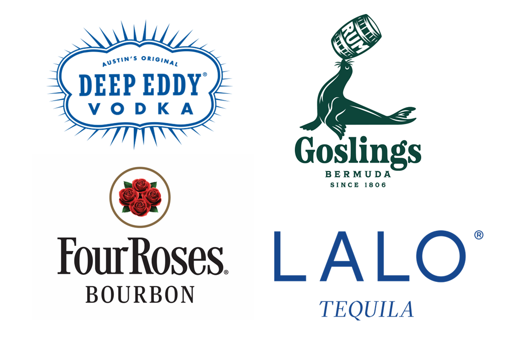 Logos for Carousel Ball Spirit Sponsors: Deep Eddy Vodka, Goslings Rum, Four Roses Bourbon, and Lalo Tequila. 