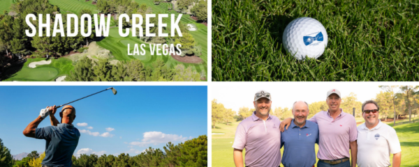 A group of men are playing golf at shadow creek in las vegas.