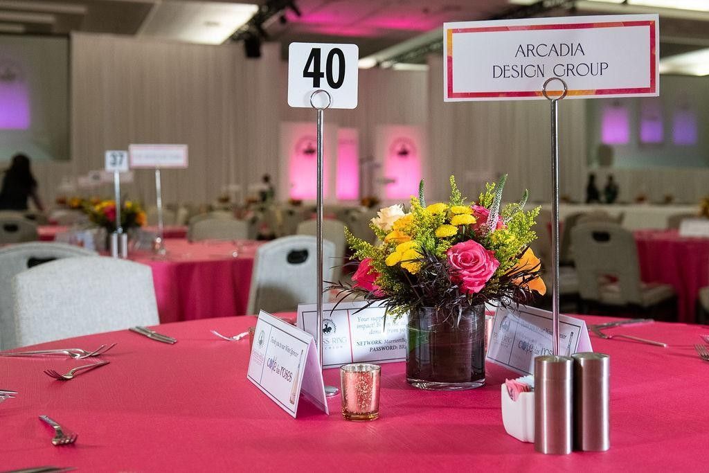 Flowers and table design at the Brass Ring Luncheon and Fashion Show.