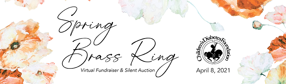 A banner for the spring brass ring with flowers on it.