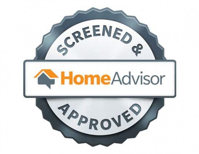 A screened and homeadvisor approved badge on a white background
