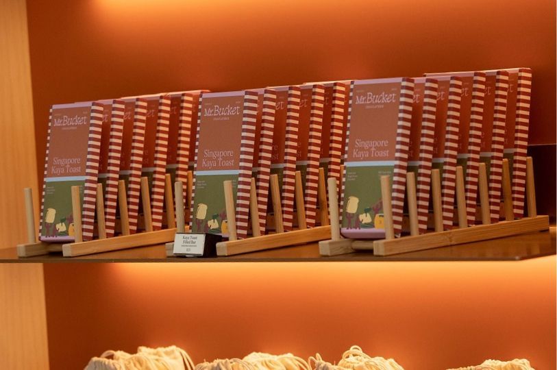 A retail display featuring rows of 