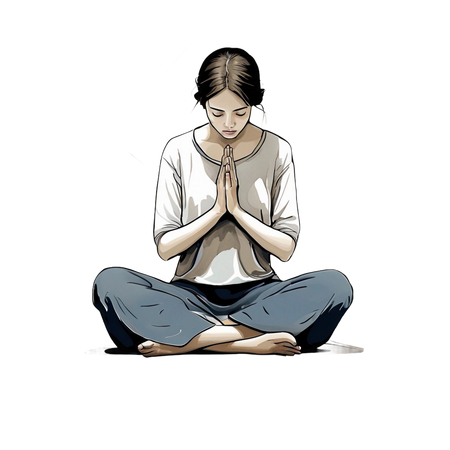 Woman sitting and praying
