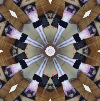 a kaleidoscope of a person 's legs and feet