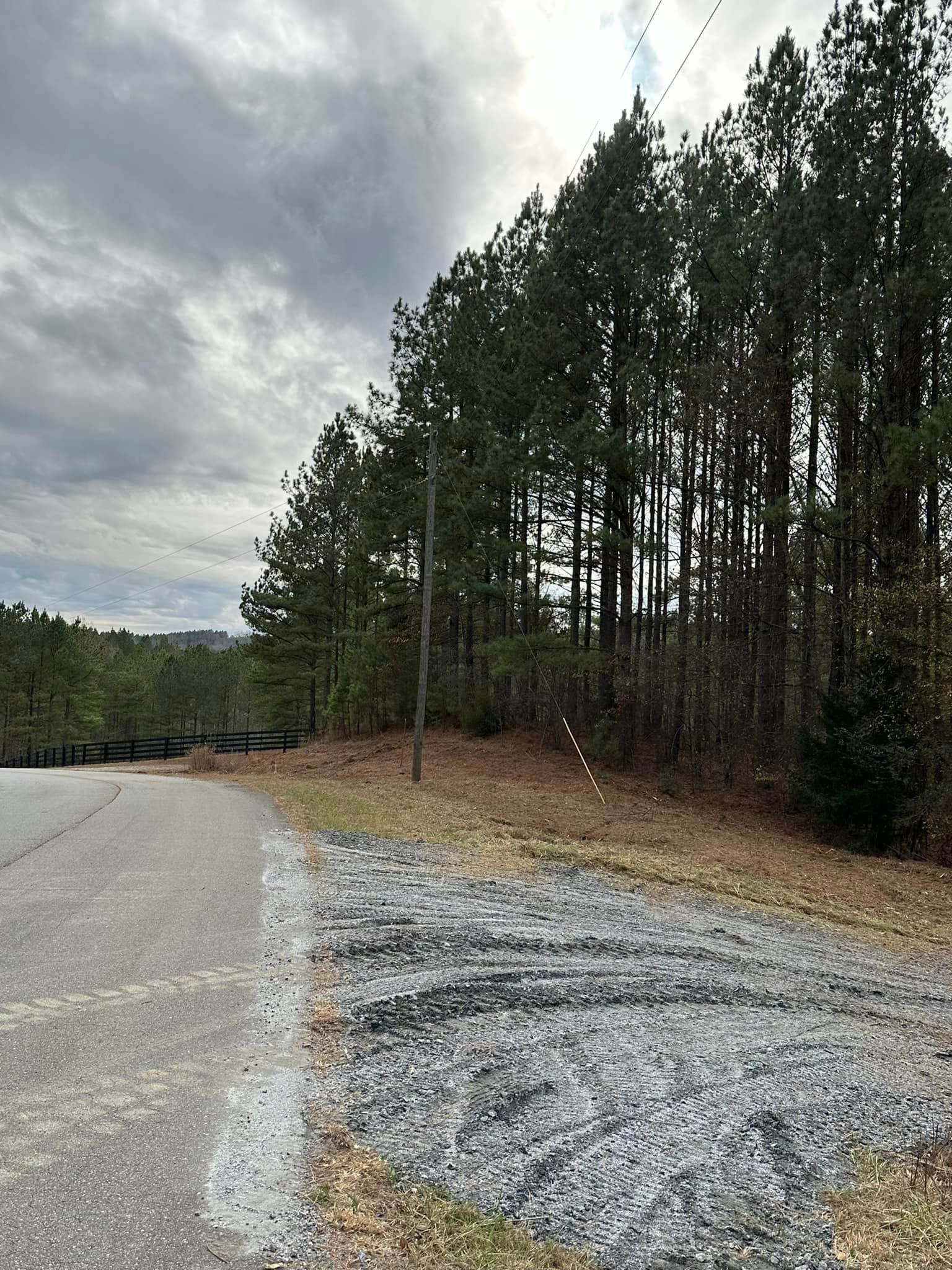 A road with a lot of trees on the side of it.