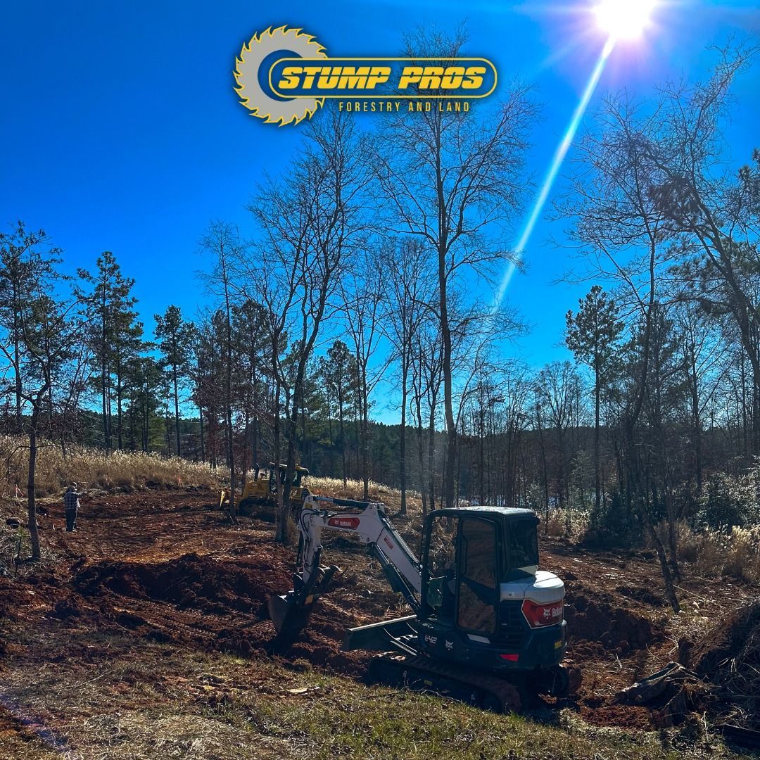 A stump pros logo can be seen in the background of this photo