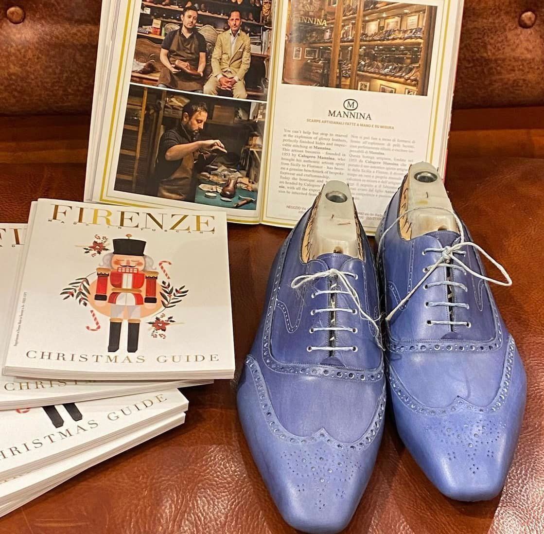 Scarpe azzurre uomo in pelle