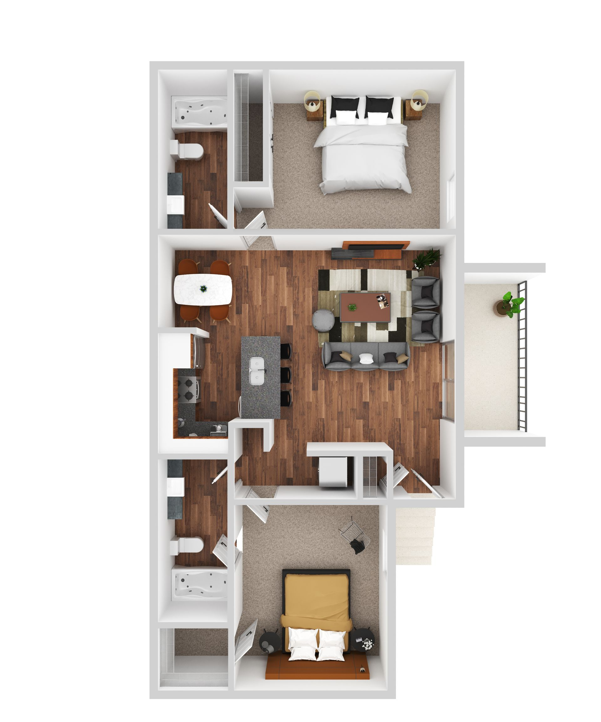 2 bedroom 1.5 bathroom floor plan