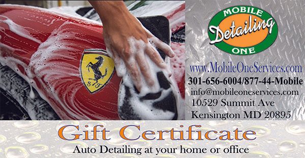 Gift Certificate for Mobile One Detailing