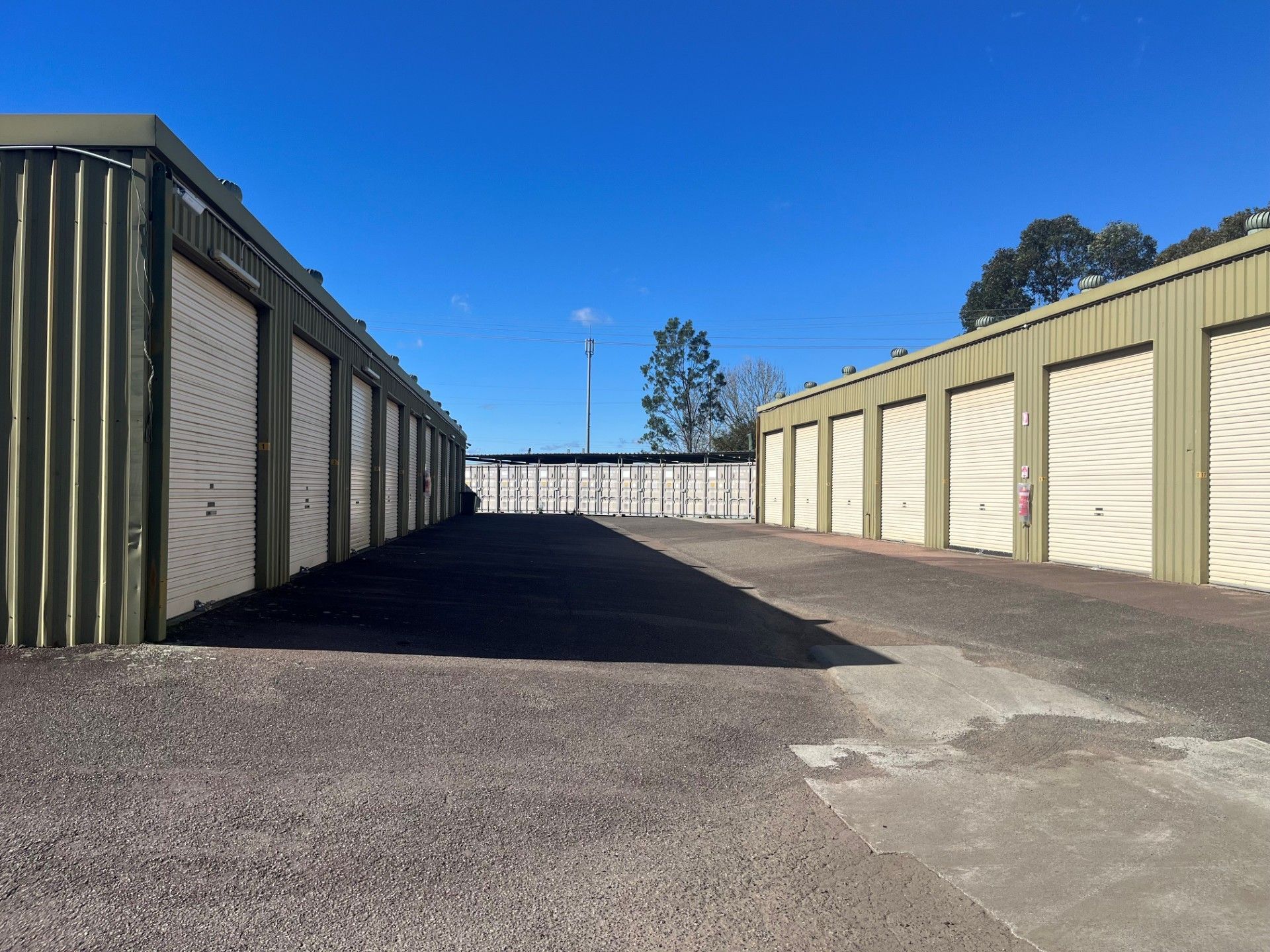 An Aerial View of a Storage Facility With a Lot of Containers — Teralba Business & Storage Park in Teralba, NSW