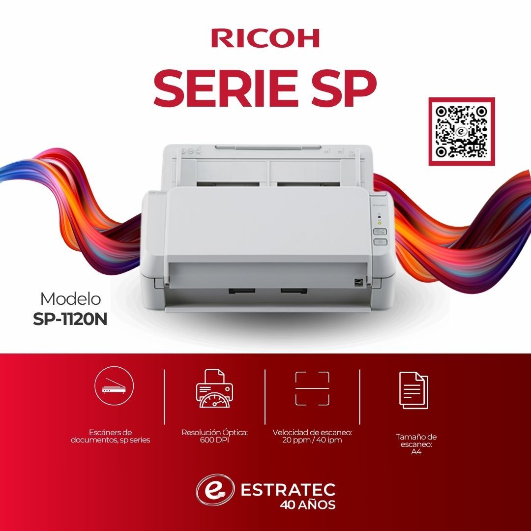 Un anuncio de una impresora Ricoh serie SP