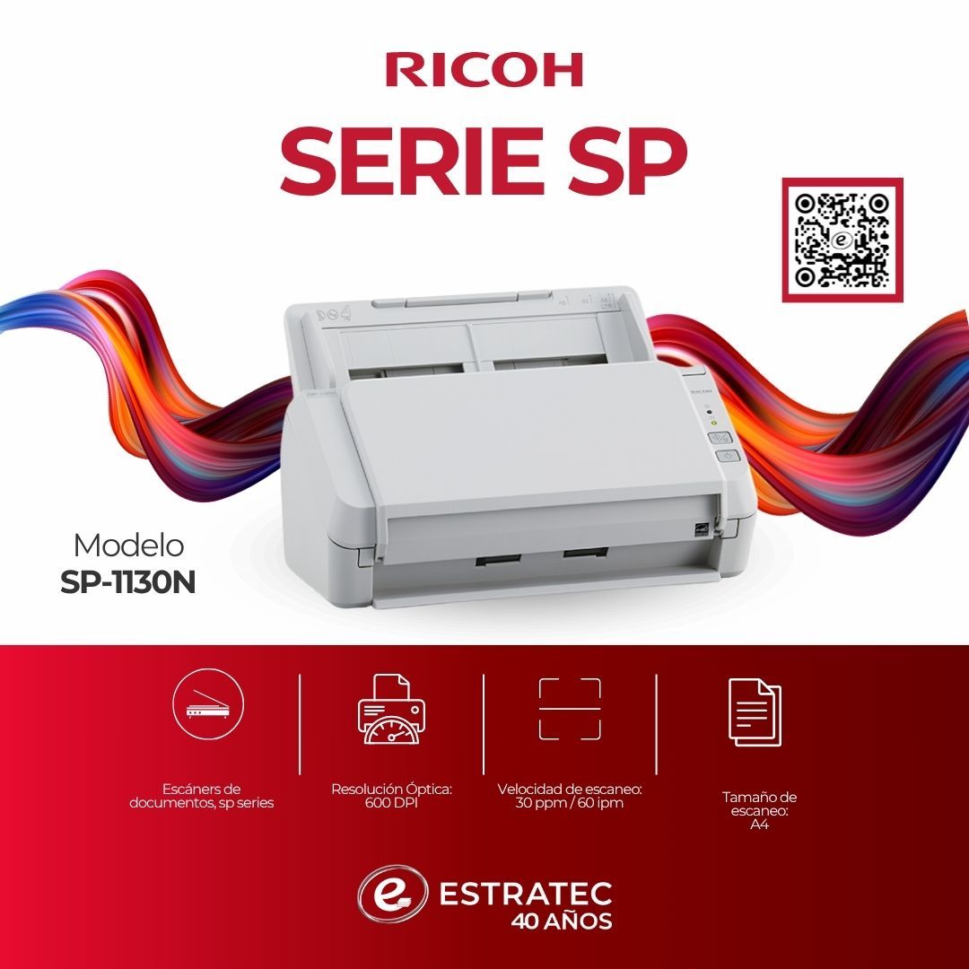 Un anuncio de una impresora Ricoh serie SP