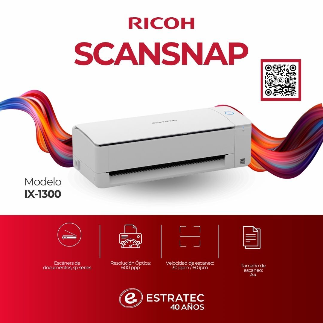 Un anuncio de una impresora Ricoh ScanSnap