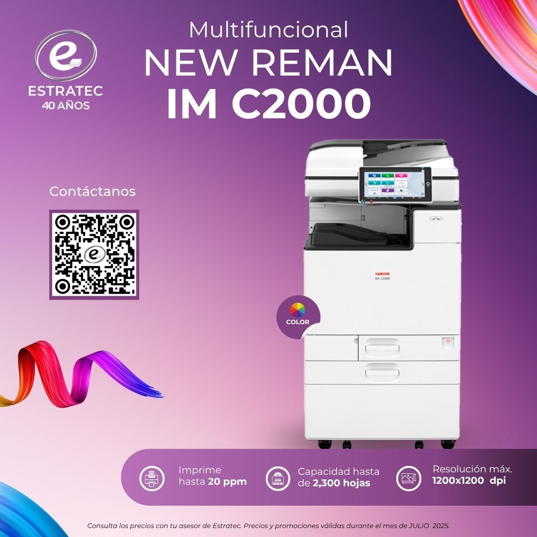 Un anuncio de una nueva impresora remanufacturada IM C3500