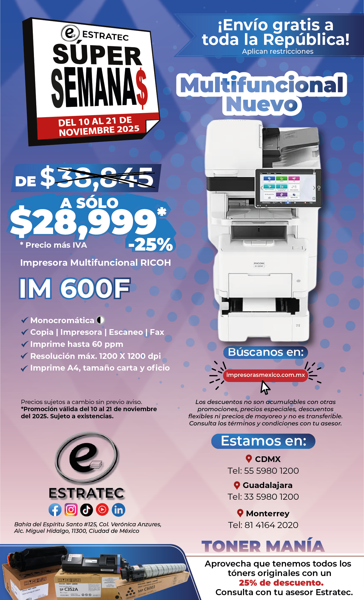 A sign that says hacemos envios a toda la republica mexicana