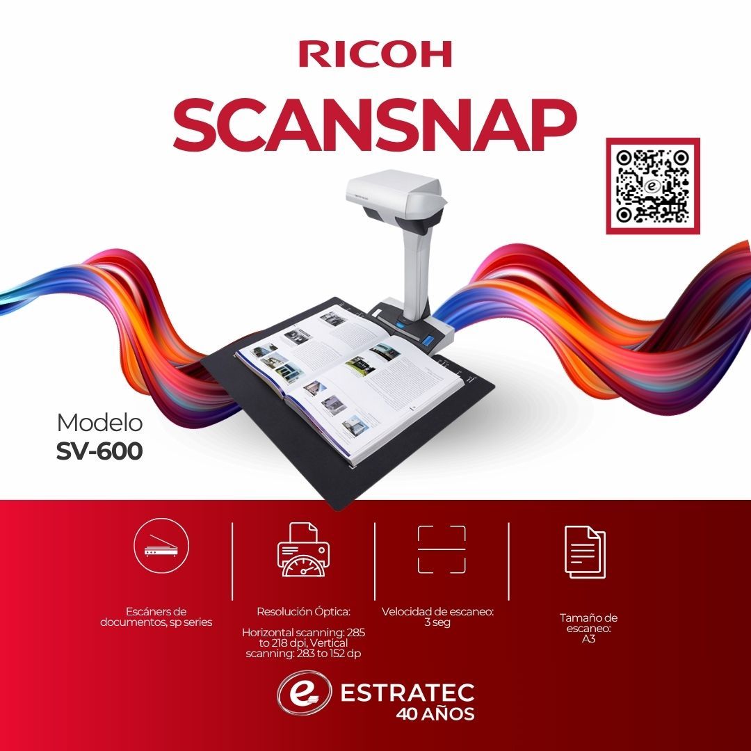 Un anuncio de un escáner Ricoh ScanSnap