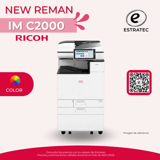 Una imagen de una nueva impresora ricoh im c2000 remanufacturada.