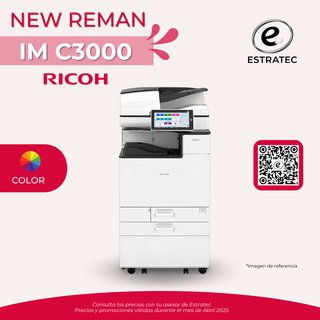 Una imagen de una nueva impresora ricoh im c3000 remanufacturada.