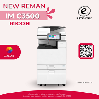 Una imagen de una nueva impresora ricoh im c3500 remanufacturada.