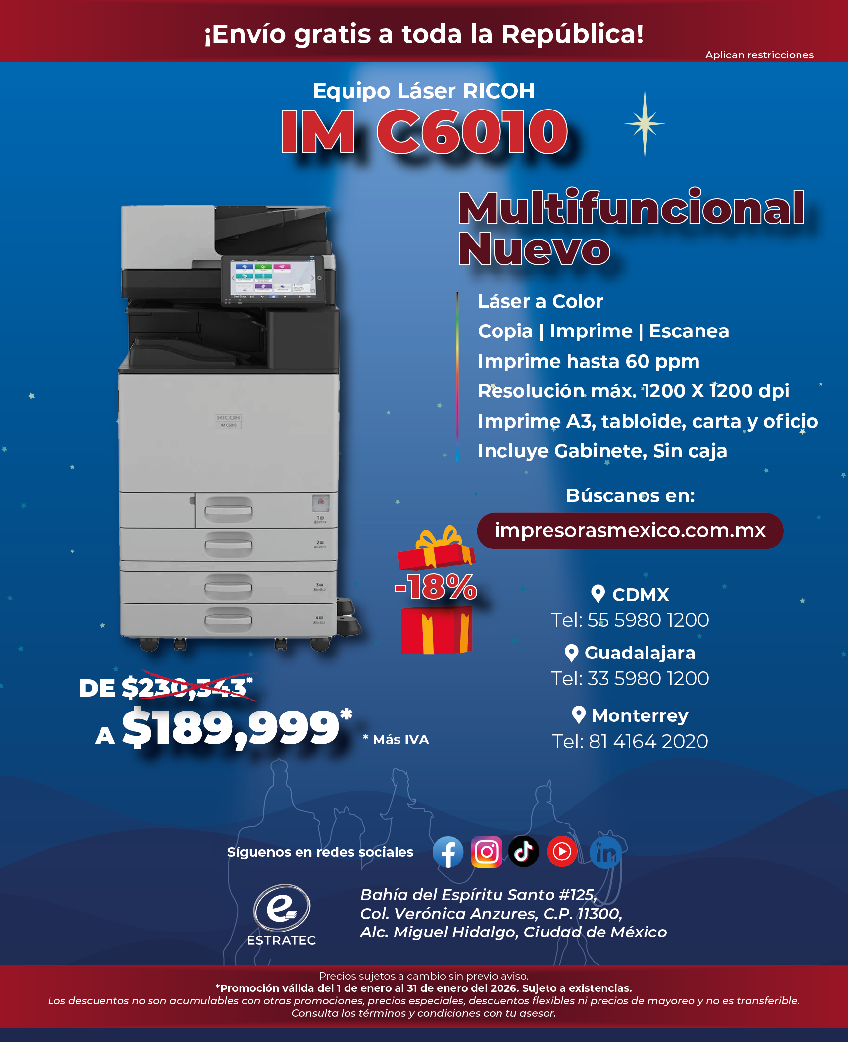 A sign that says hacemos envios a toda la republica mexicana