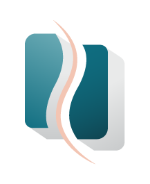 A blue square with a curved line going through it.