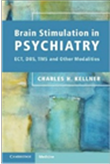 Book cover for Brazil Stimulation in Psychiatry, blue-green abstract background, Charles E. Kellner
