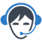 Icon of a woman with phone head set indicating phone answering service.