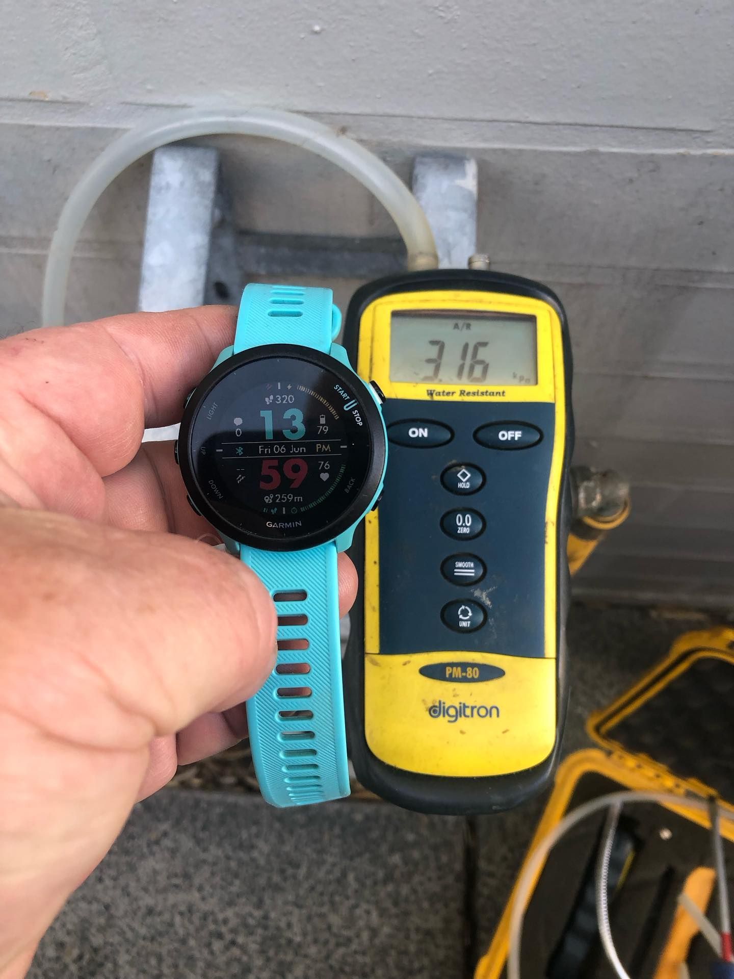 Gas Manometer undergoing Gas safety Checks