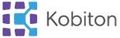 Um logotipo da Kobiton com quadrados azuis e roxos em um fundo branco.