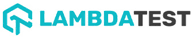 O logotipo do lambdatest é azul e preto em um fundo branco.