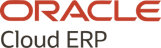 O logotipo do oracle cloud erp é mostrado em um fundo branco.