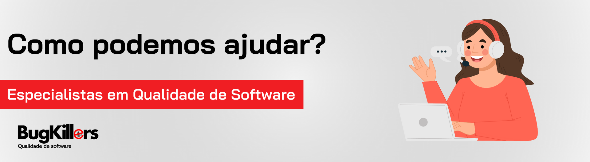Uma mulher usando fones de ouvido está sentada em frente a um laptop.