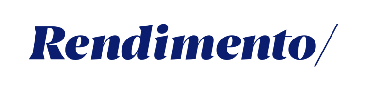 A palavra rendimento está escrita em azul sobre fundo branco.
