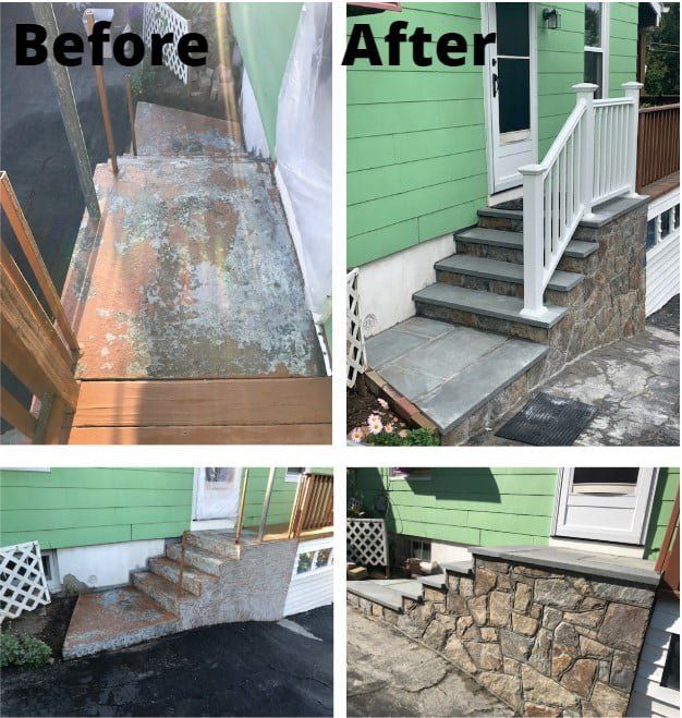 Before and After Entrance Stair — Waterbury, CT — Armend's Painting and Home Improvement