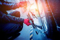 Wheel alignment work at repair shop — Vehicle Repairs in Grafton, NSW