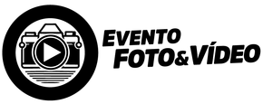 Um logotipo preto e branco para fotos e vídeos de eventos