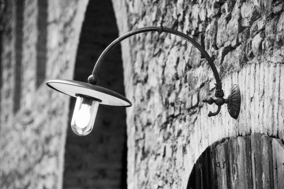 Foto bianco e nero lampada per esterni