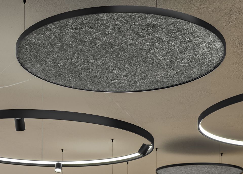 Lampada fonoassorbente grigia