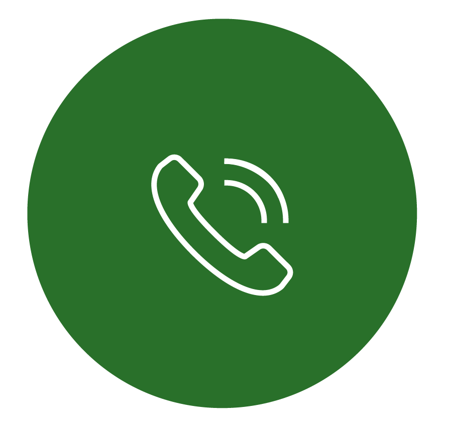 A phone icon in a green circle on a white background.