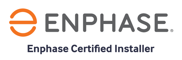 Logo of ENPHASE, an orange circle and “e” design followed by the word ENPHASE and the words “Enphase Certified Installer.”