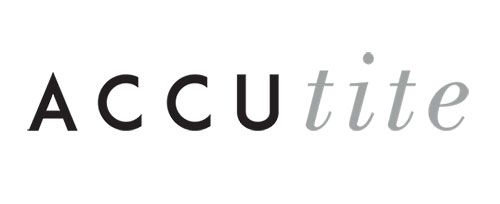 a black and white logo for accutite on a white background .