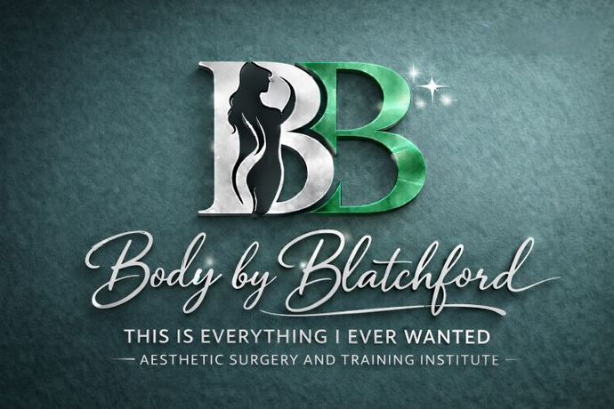 Body by Blatchford logo with green and black “BB” on teal textured background