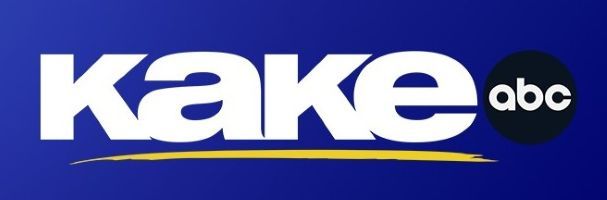 KAKE ABC Wichita logo on blue background  the text.