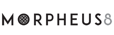 a black and white logo for morpheus8 on a white background .