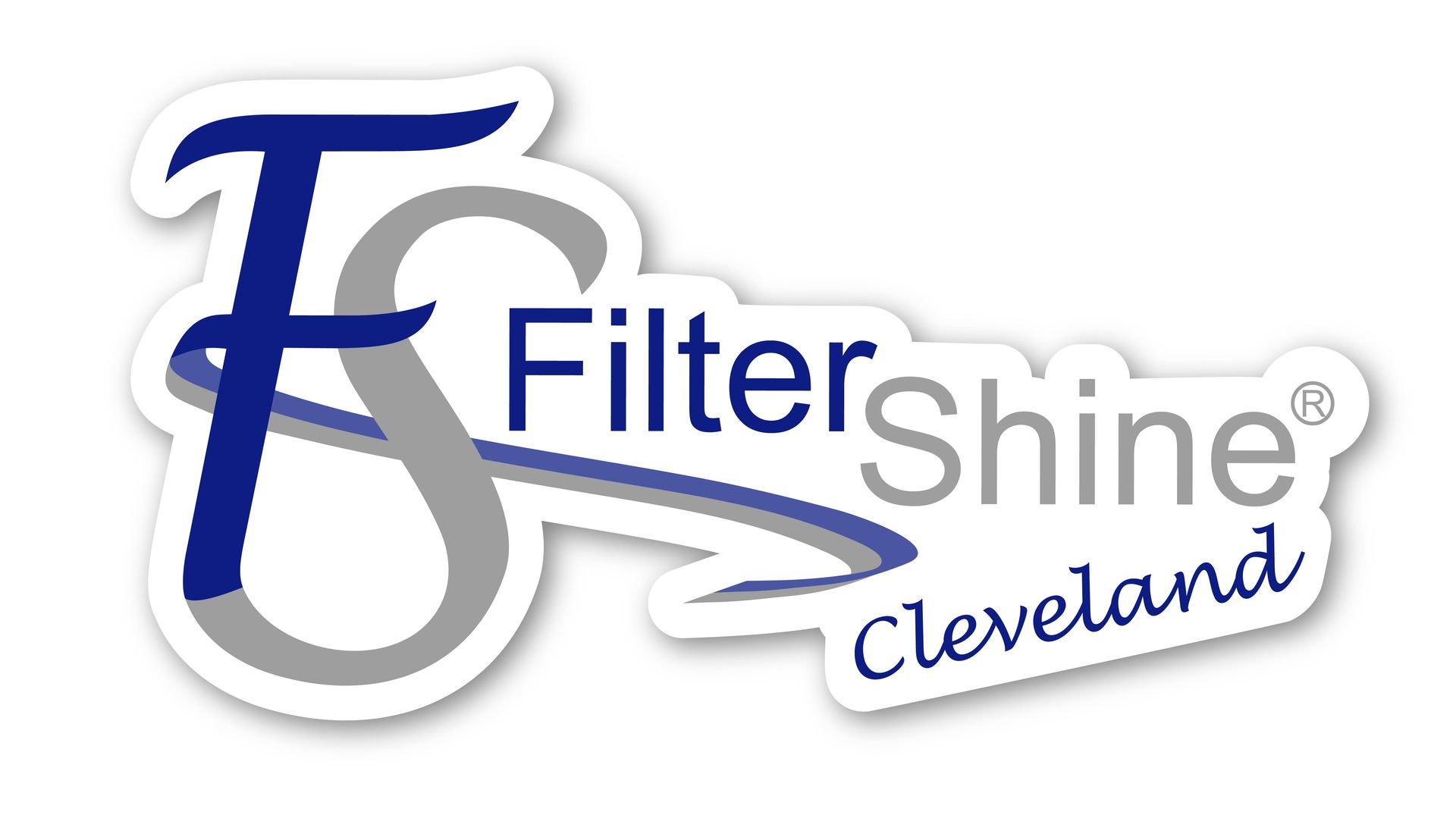 The logo for filter shine cleveland is a sticker on a white background.