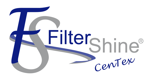 Logo for FilterShine CenTex, featuring a stylized 